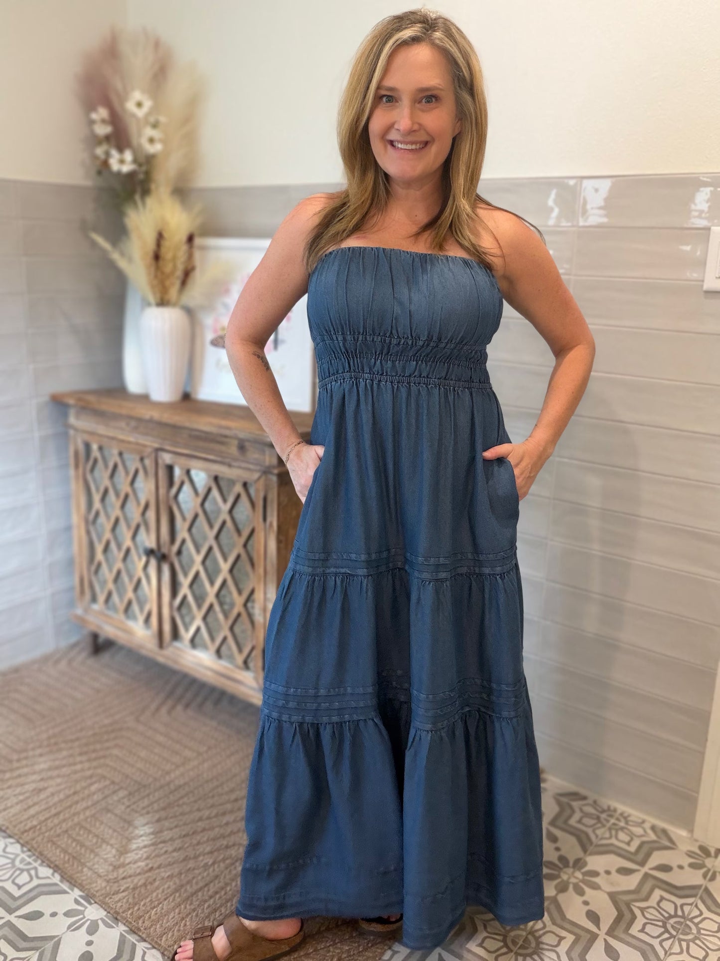 Deep Denim Maxi Dress