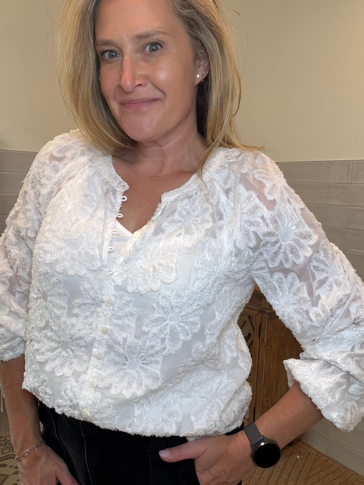 Raglan Button-Down Blouse