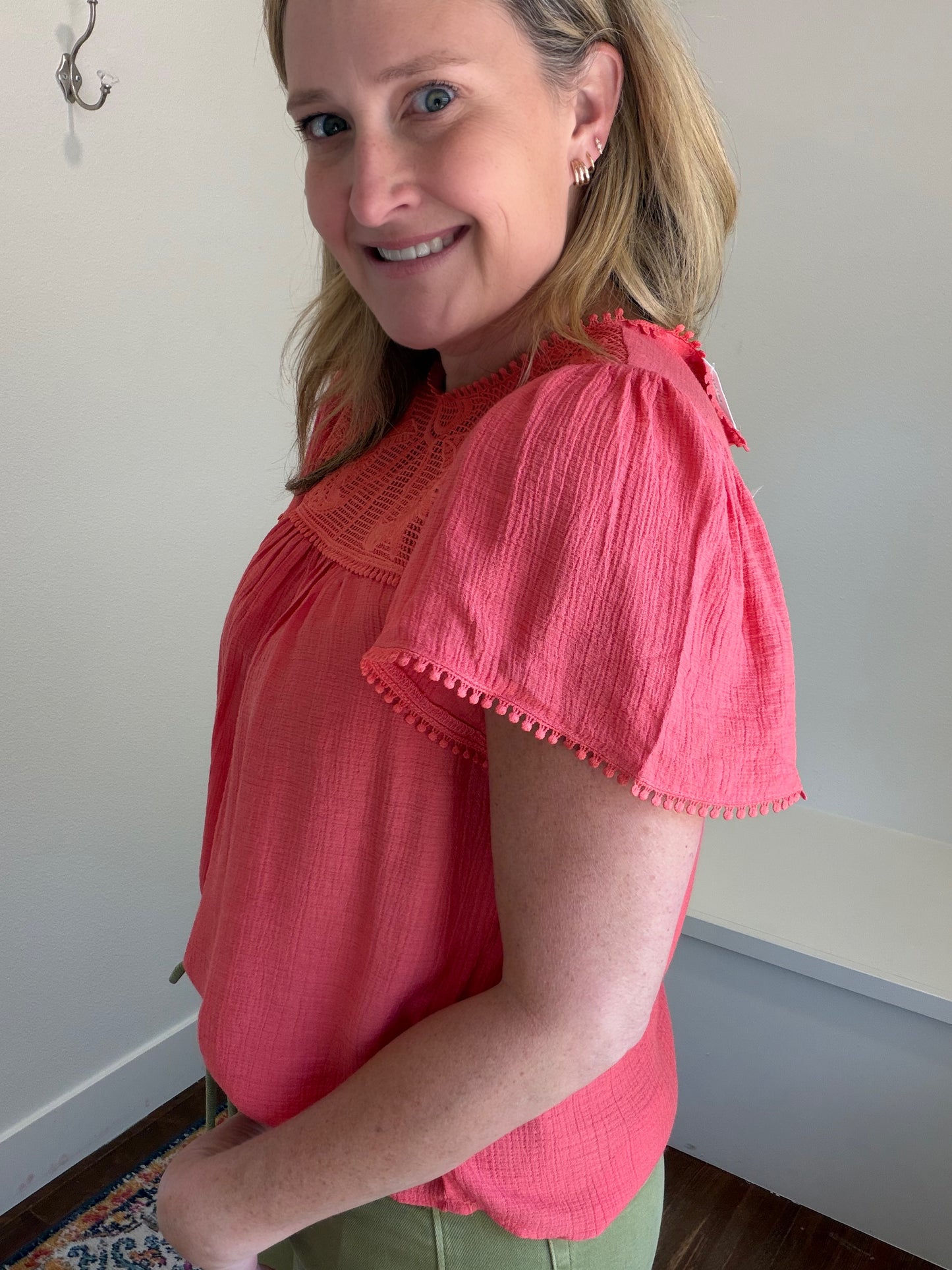 Coral Lace Blouse
