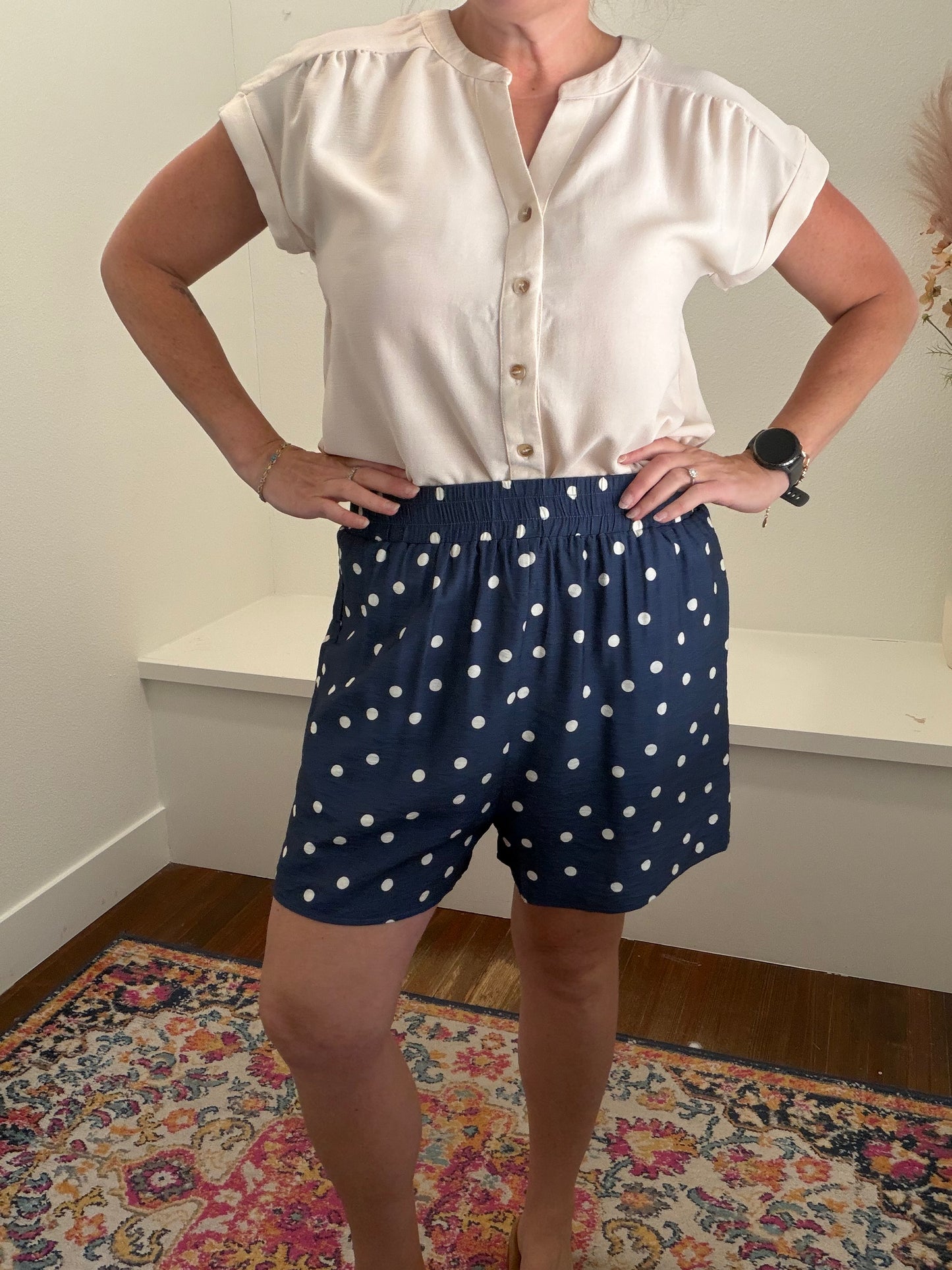 Dusty Blue Polka Dot Shorts