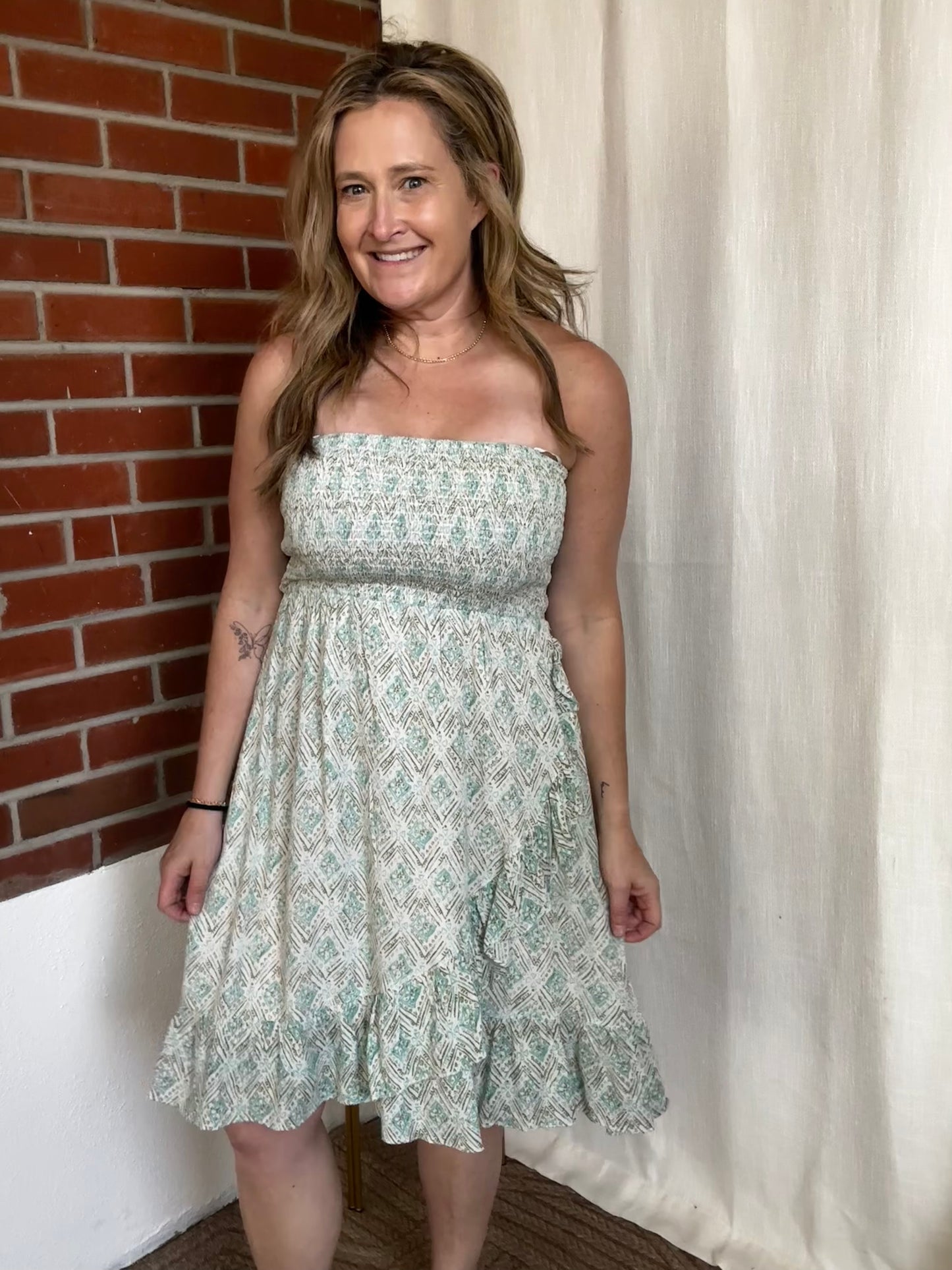Aqua Smocked Dress
