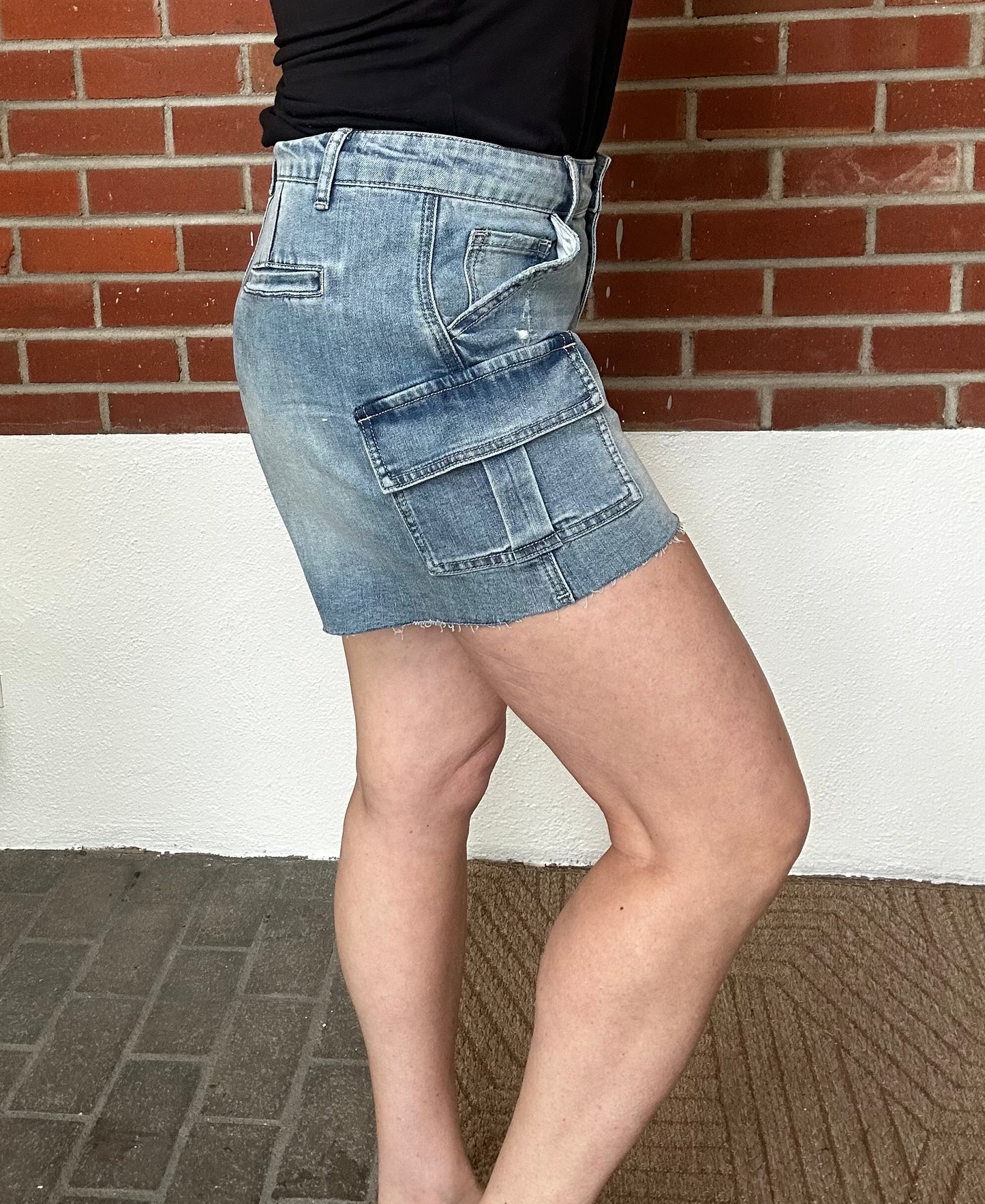 Denim Shorts with Side Pockets
