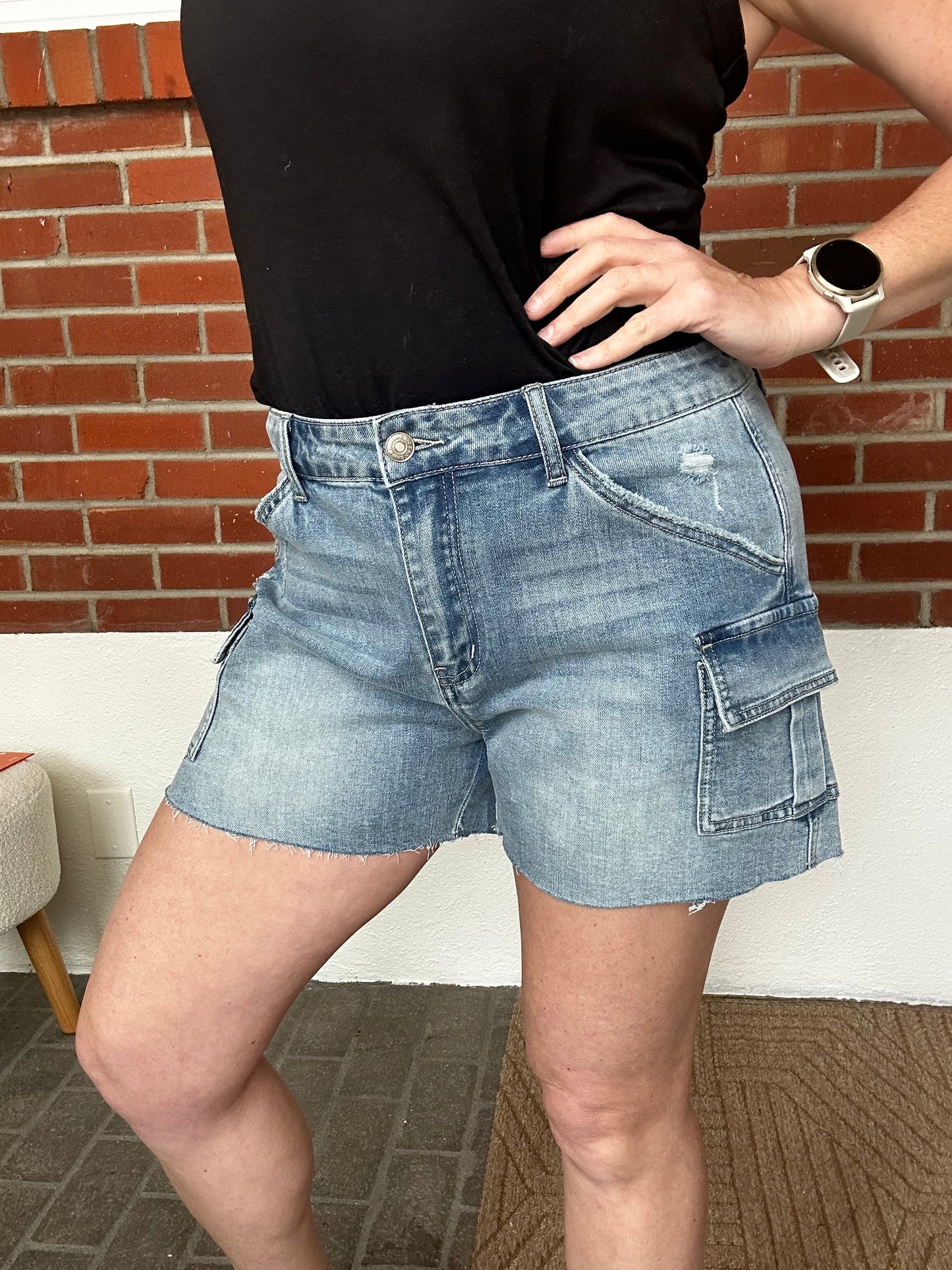 Denim Shorts with Side Pockets