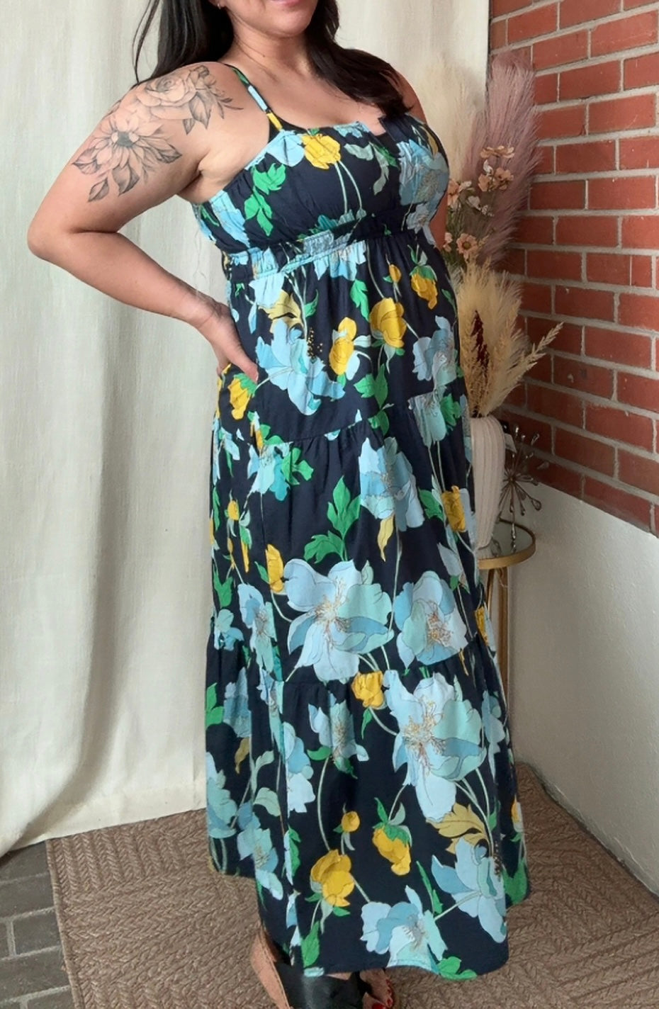 Navy Floral Maxi Dress