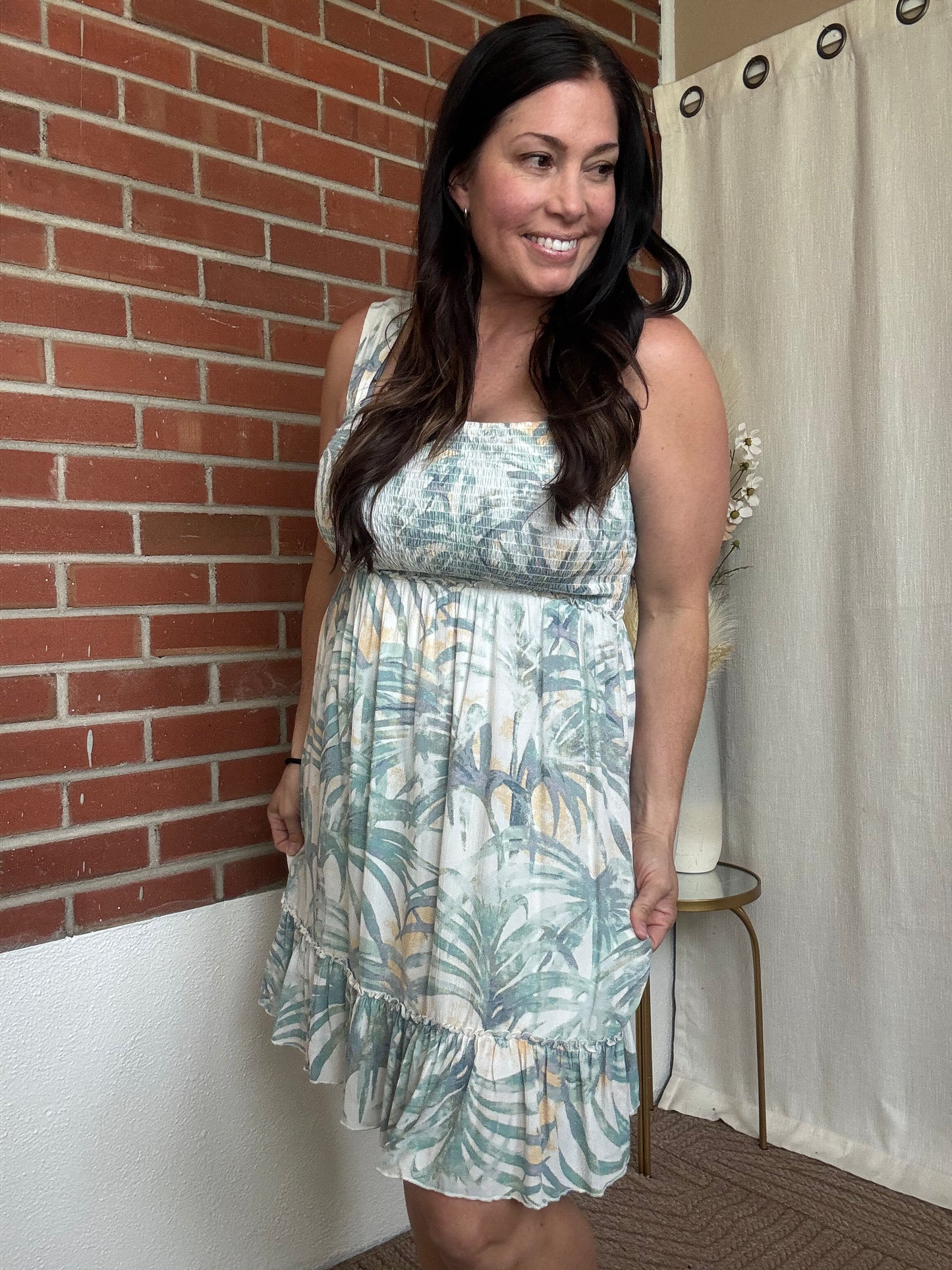 Palm Leaf Sleeveless Dress