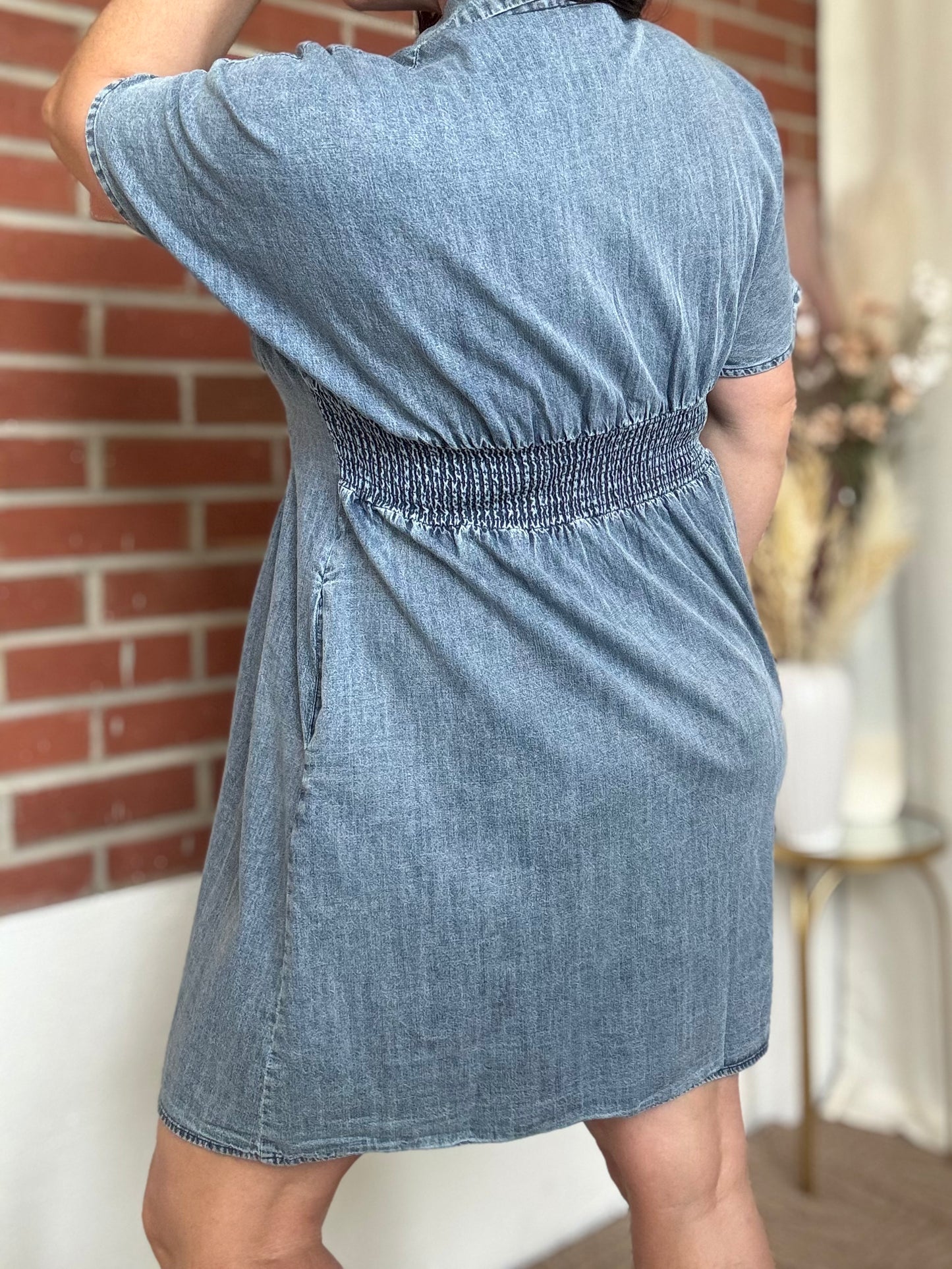 Denim Wash Mini Dress