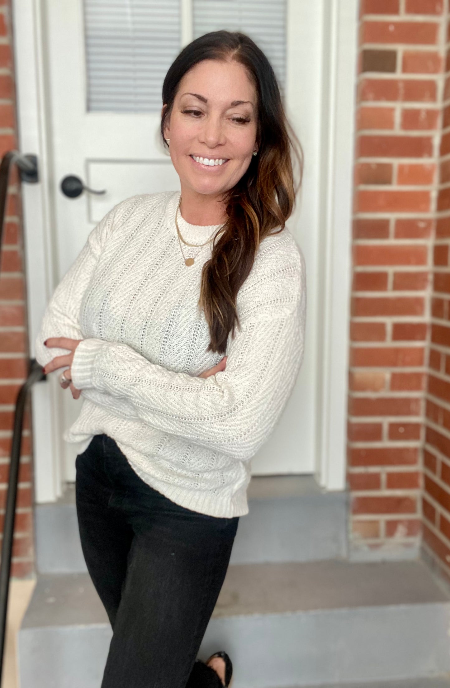 Ivory Crew Neck Sweater - Small