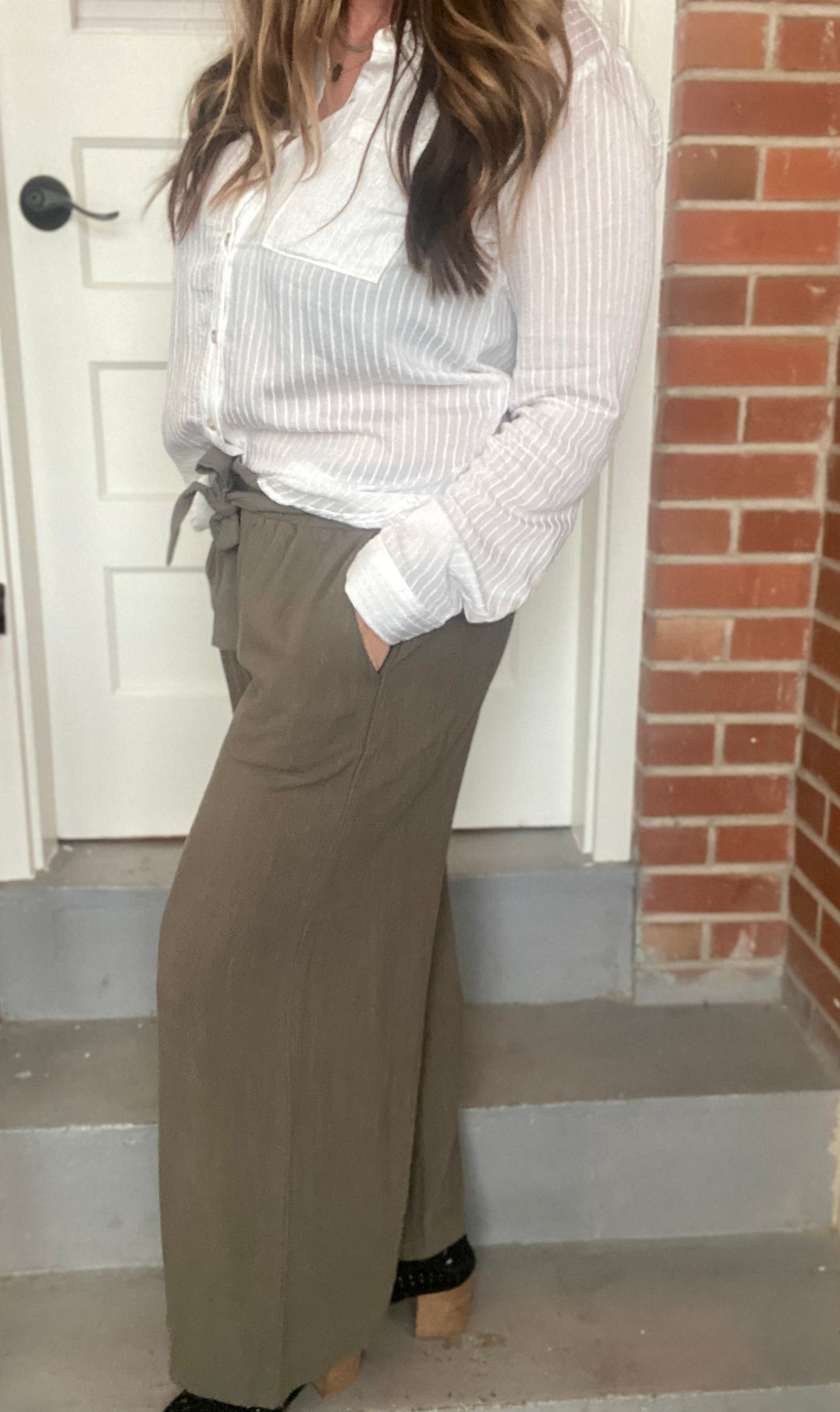 Olive Wide Leg Pants