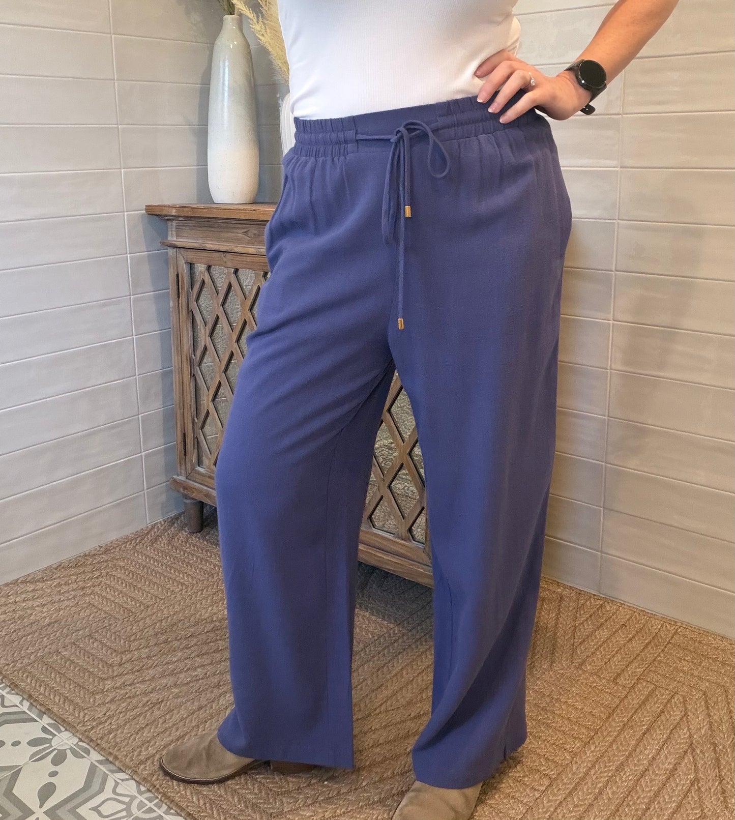 Light Navy Linen Pants