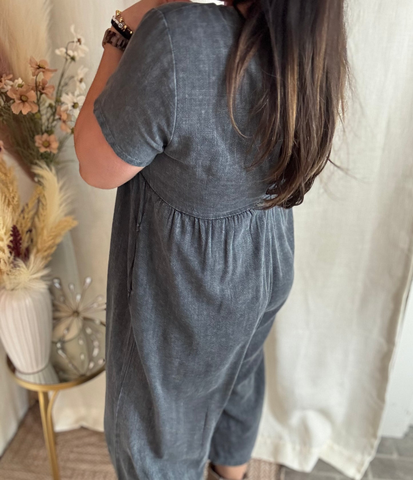 Mineral Wash Wide Leg Jumpsuit