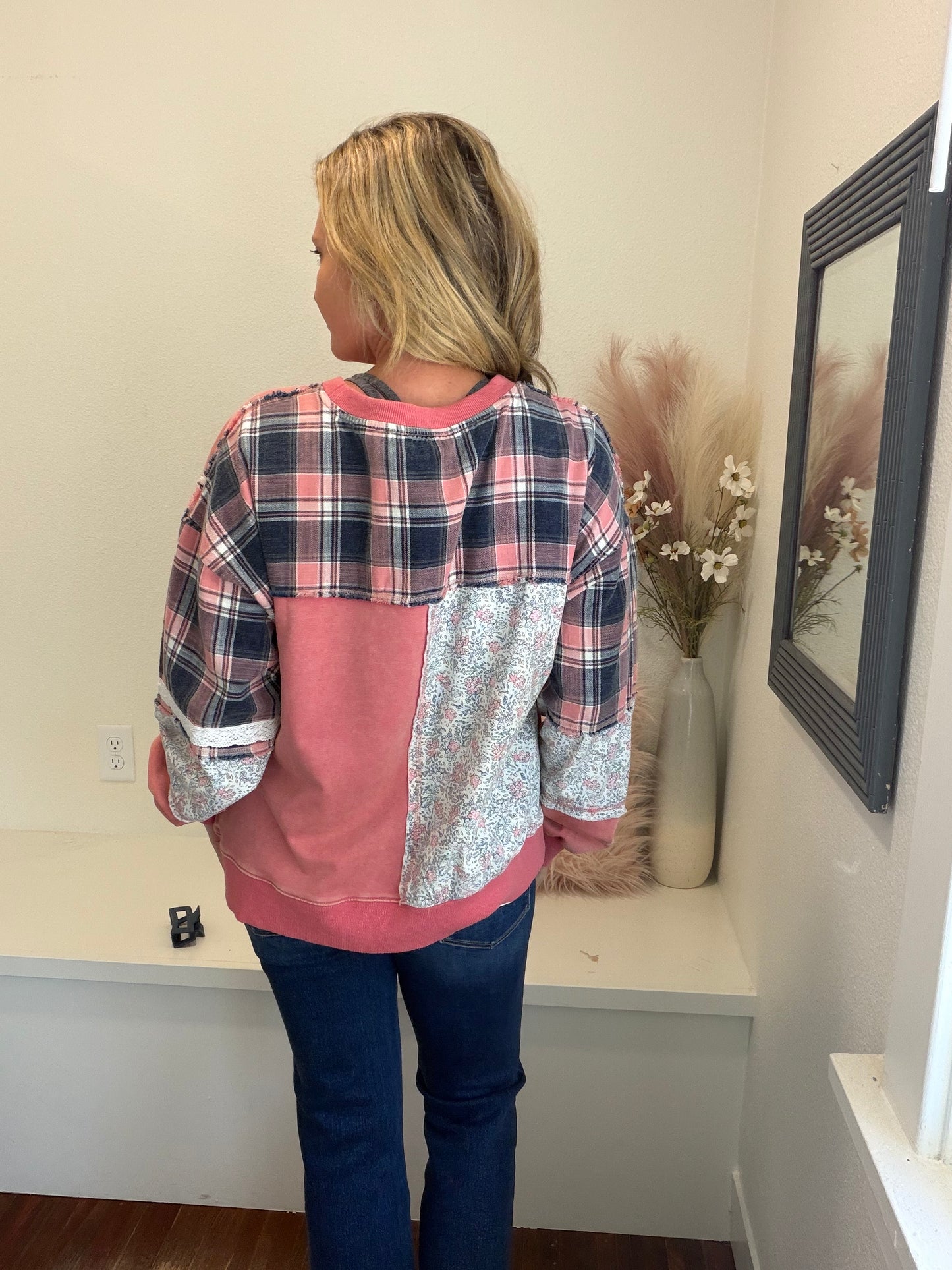 Plaid Patchwork Sweatshirt