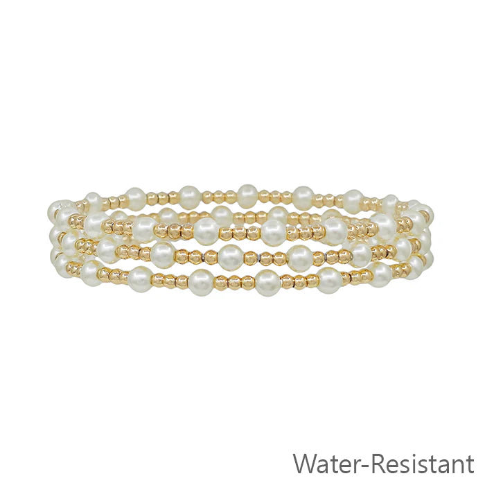 Water Resistant Gold and Pearl Bracelet