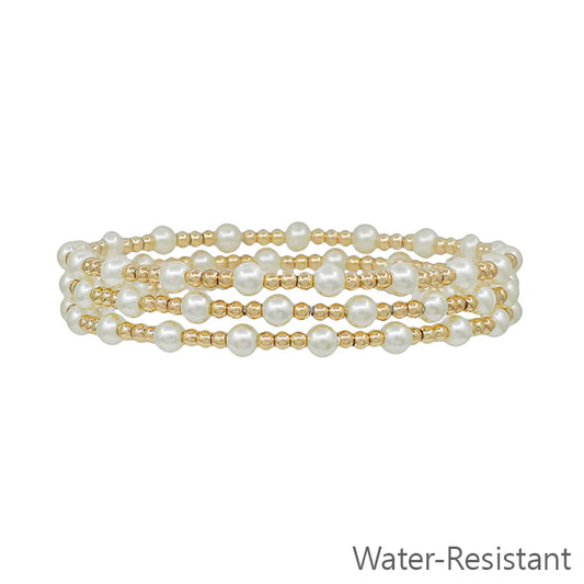 Water Resistant Gold and Pearl Bracelet