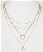 Layered Chain with Open Circle and Crystal Charm