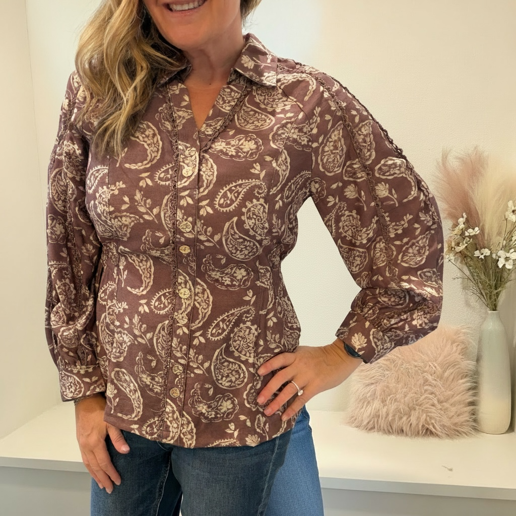 Mocha Paisley Blouse