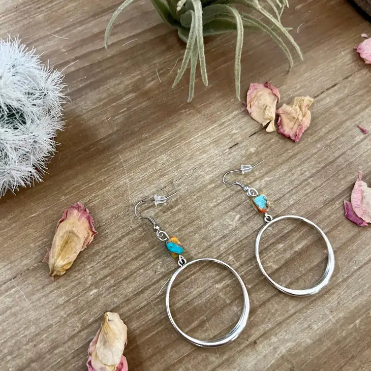 Silver and Turquoise Bead Earrings