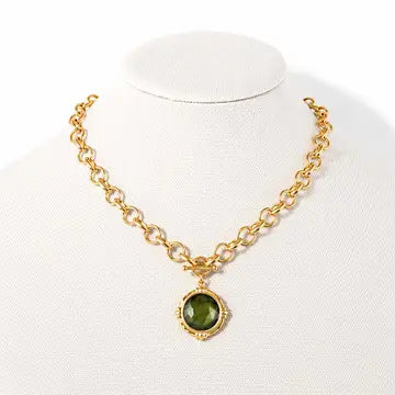 Olive Circle Charm Necklace