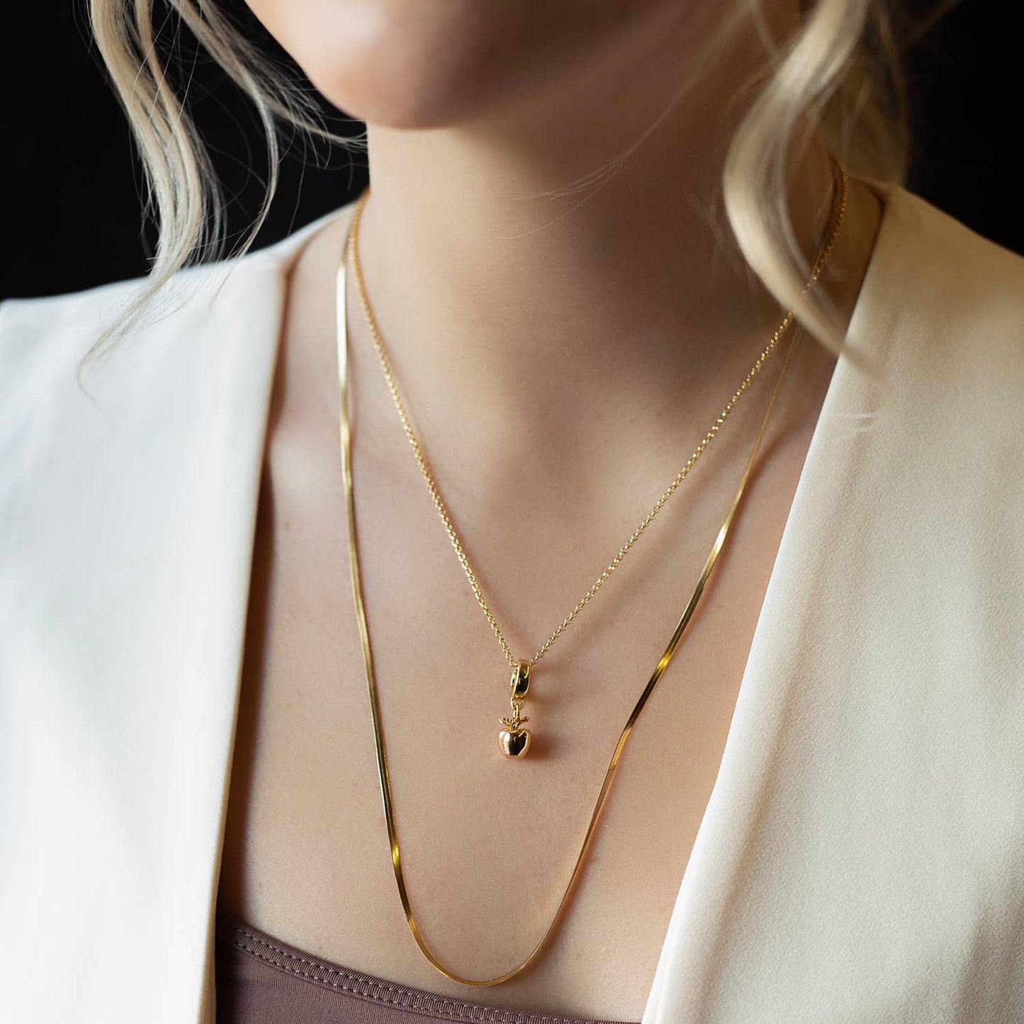Apple Charm, Gold, Charm Bar