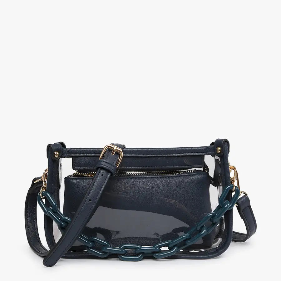 Jessica Clear Crossbody w/ Chain - Navy