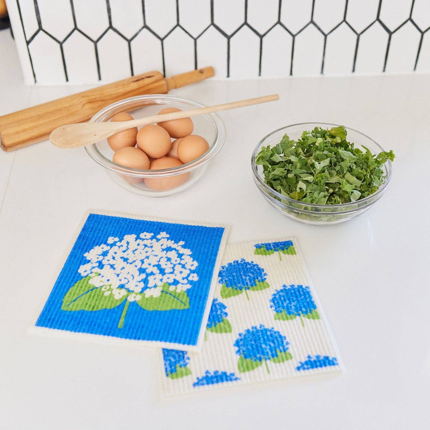 Reusable Sponge-Cloth - Hydrangea - Set of 2