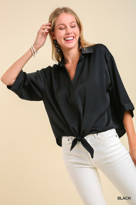 Black Satin Blouse