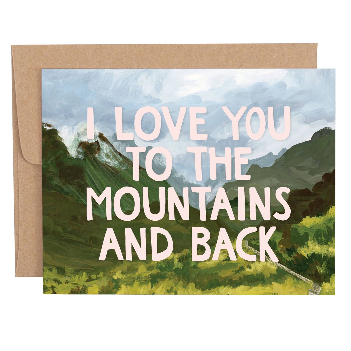 Pink Mountains And Back Love - Greeting Card