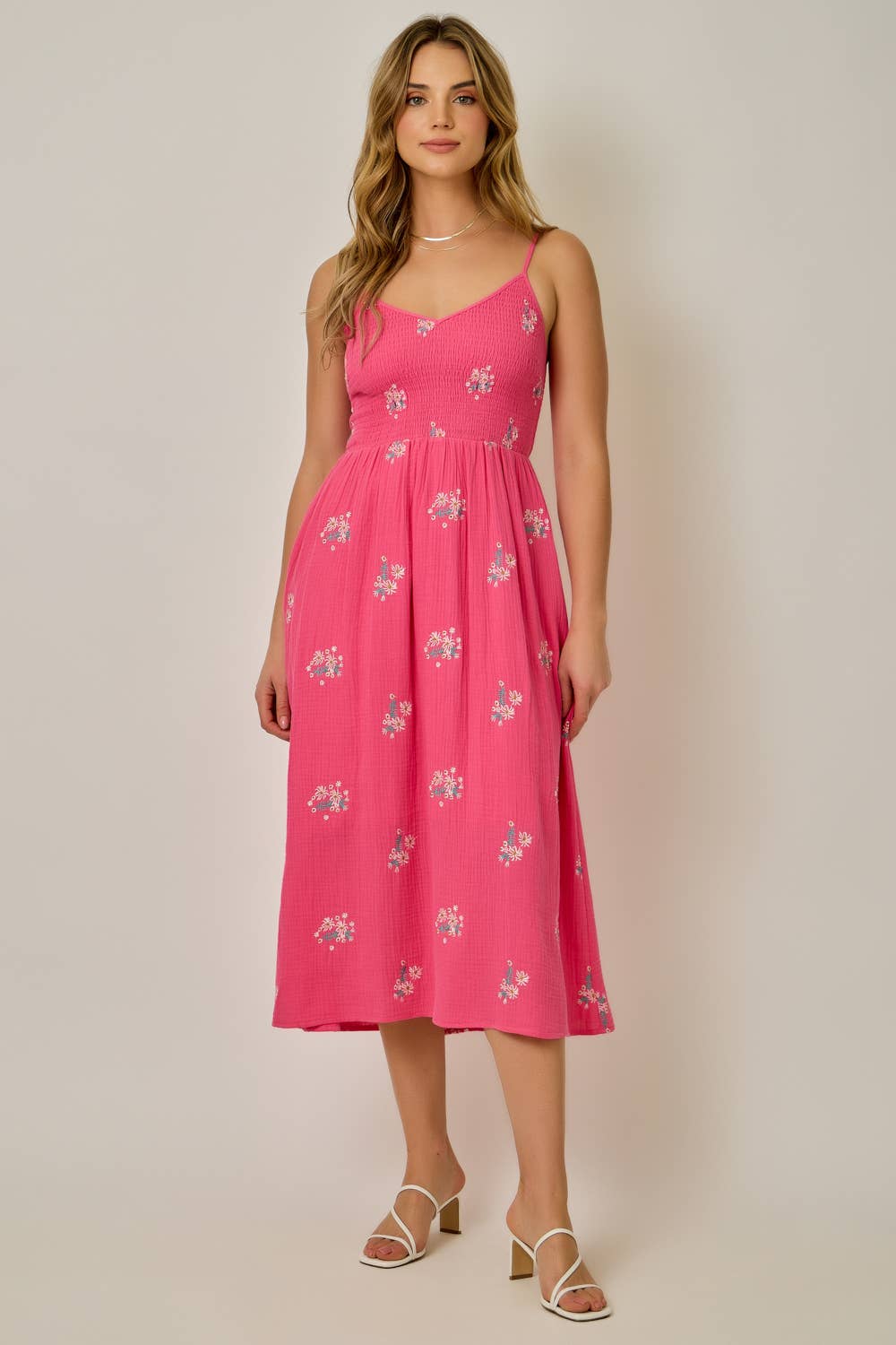 Fuchsia Gauze Smocked Dress