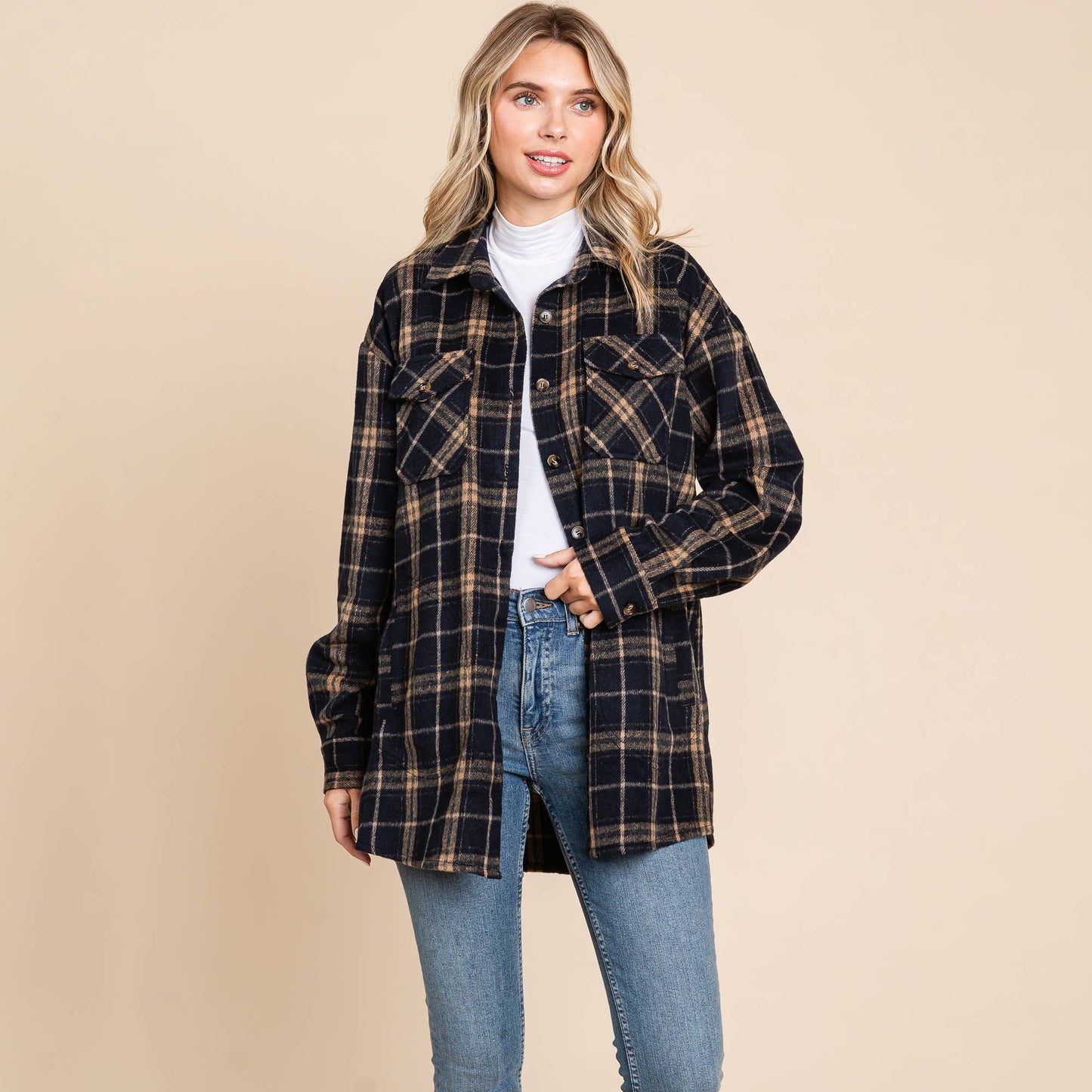 Plaid Flannel Shacket Shirt