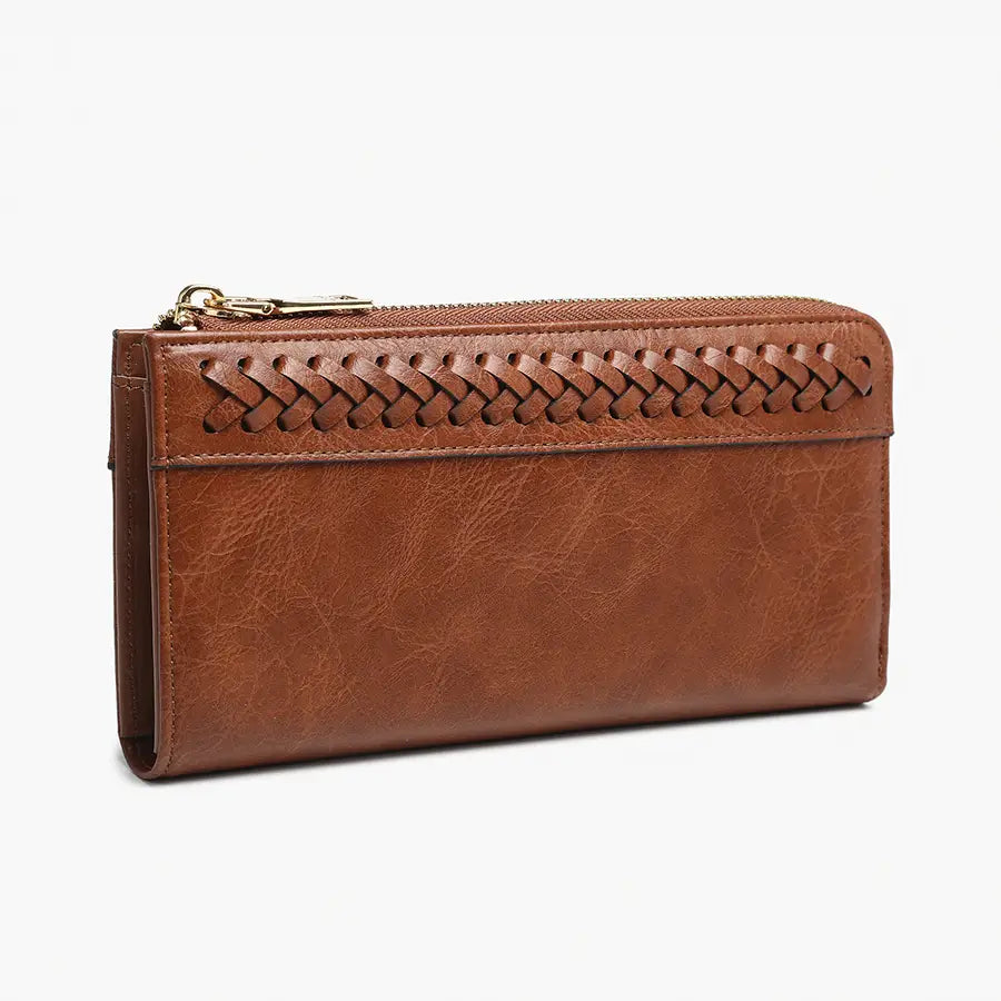 Gia Braided Wallet - Olive and Brown