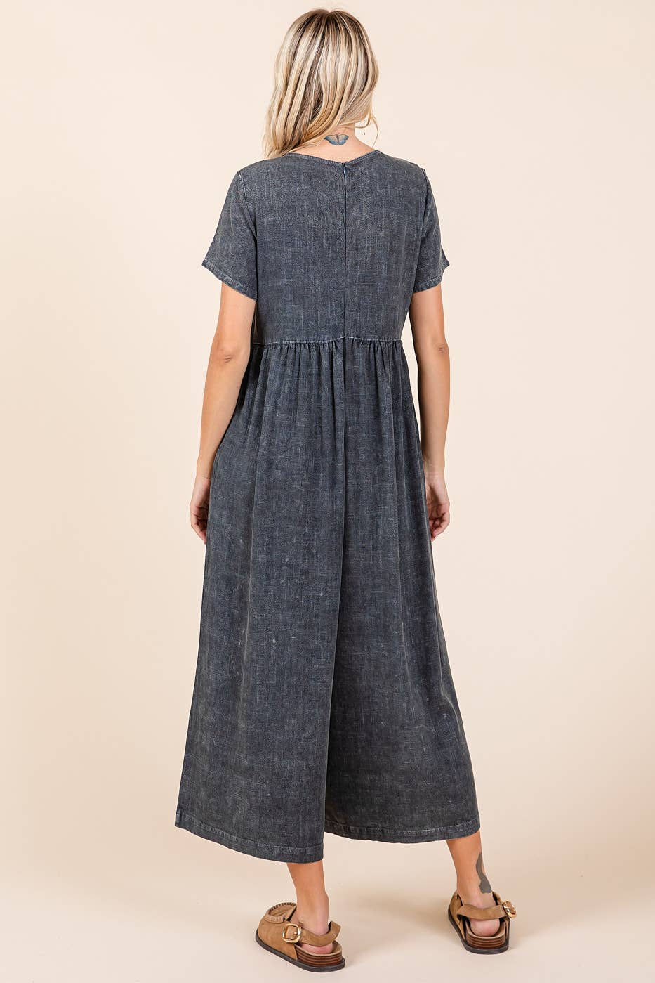 Mineral Wash Wide Leg Jumpsuit