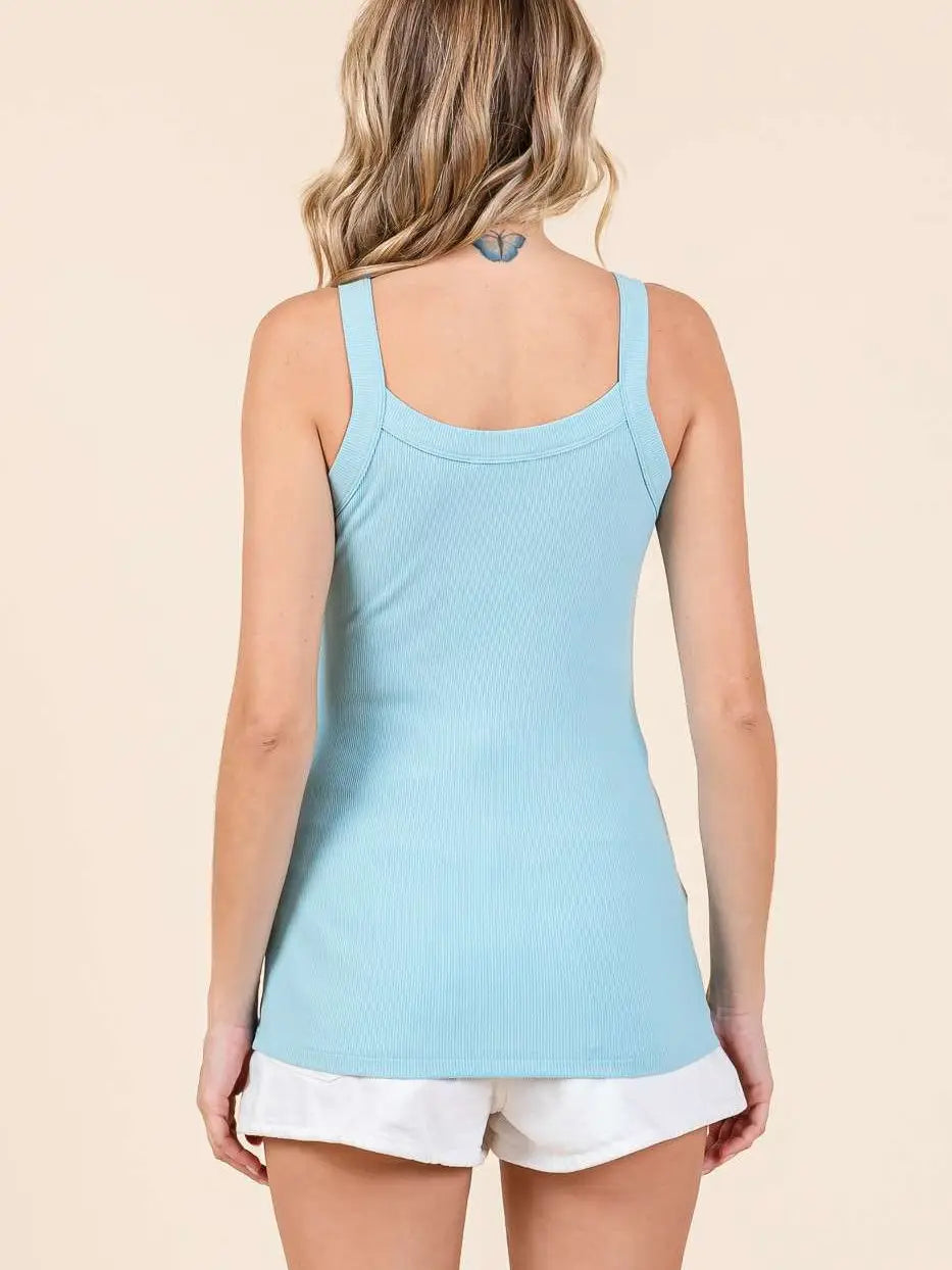 Soft Ribbed Square Neck Tank Tops - Several Colors