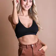 Seamless Front Lace Racerback Bralette - Beige