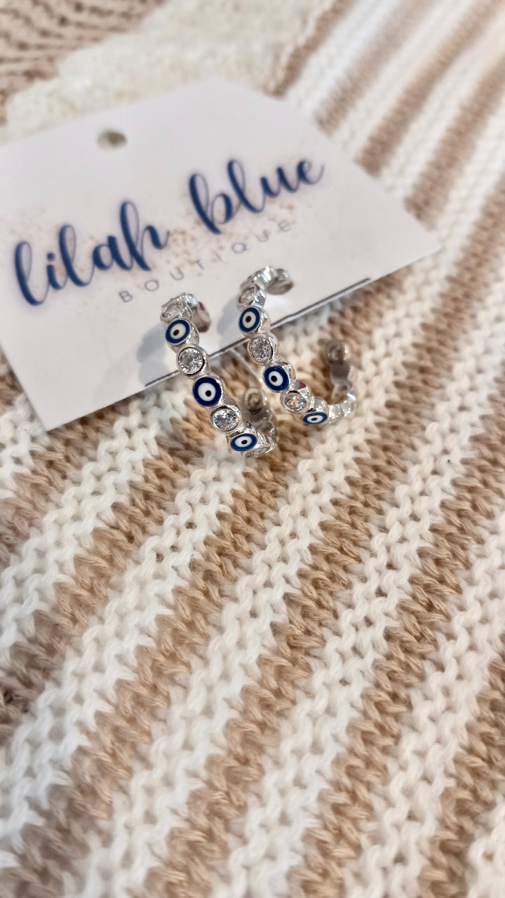 Sterling Silver Gem Hoop Earrings
