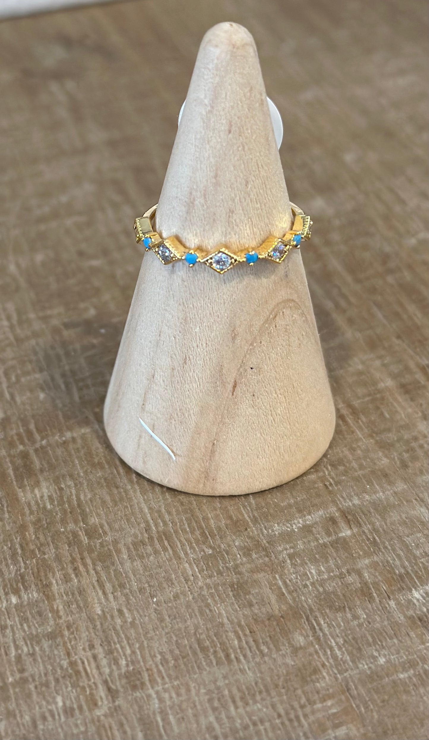 Gold and Crystal Blue Rings