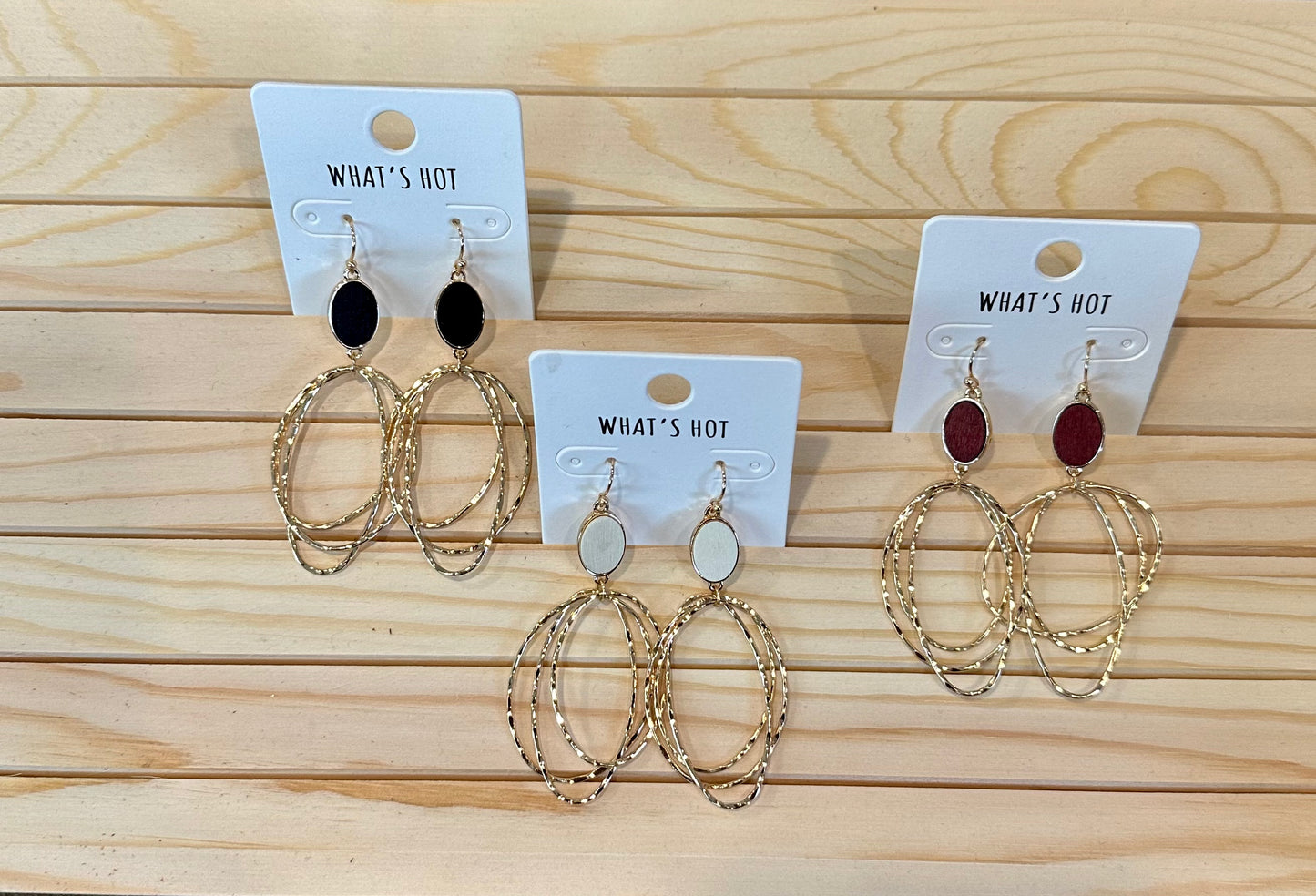 Gold Oval Drop Earrings - Three Styles