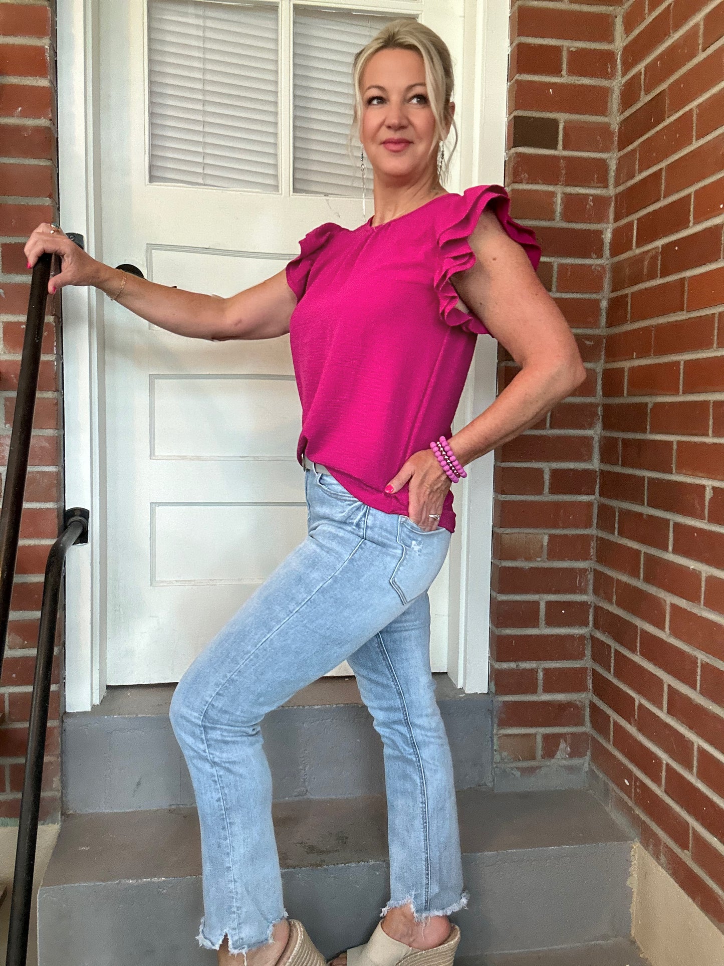 High Rise Slim Straight Light Denim Jeans