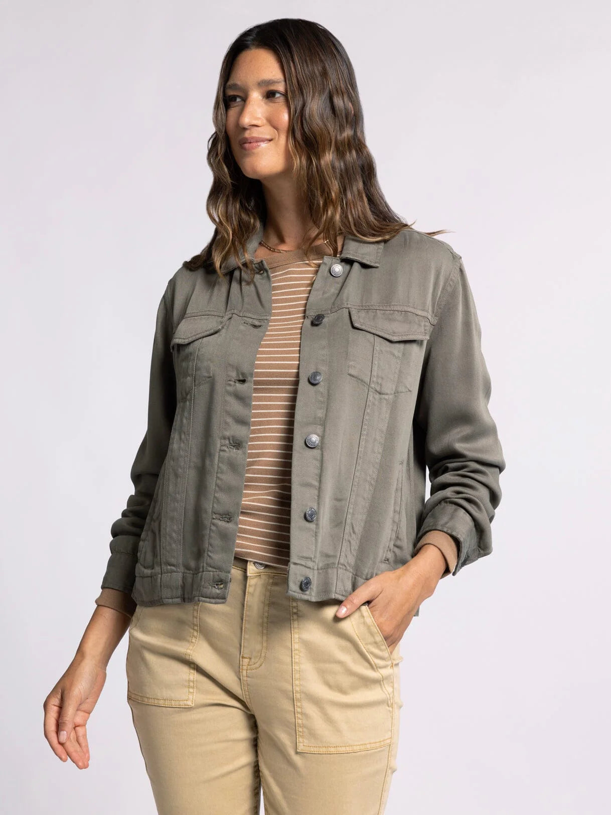 Olive denim jacket online
