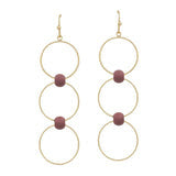 Maroon Triple Gold Earrings