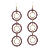 Maroon and Gold Layered Earrings