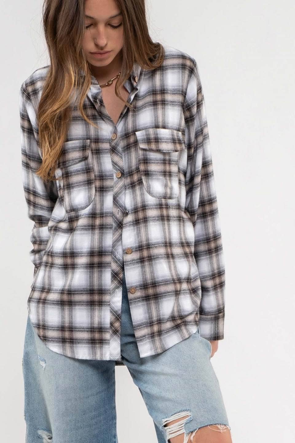 Ivory Plaid Button Shirt