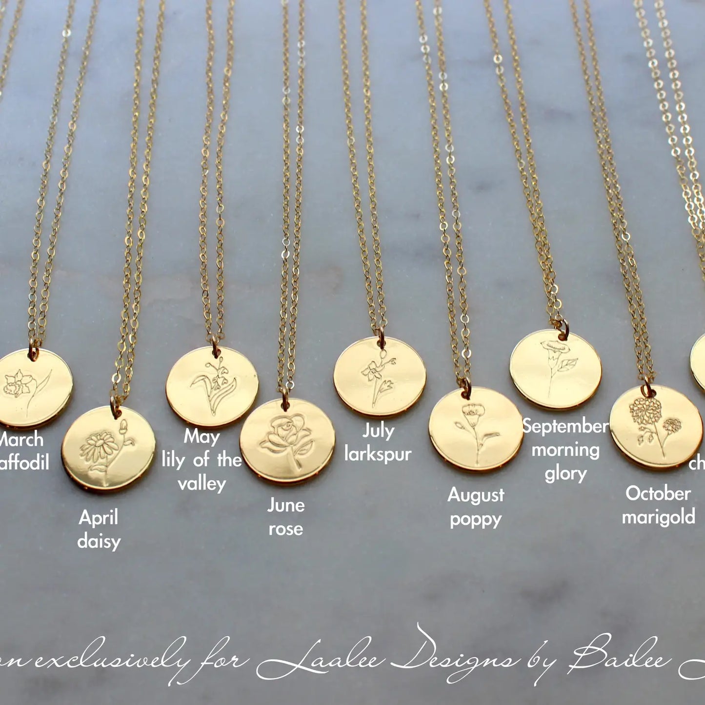 Gold Birth Flower Necklaces