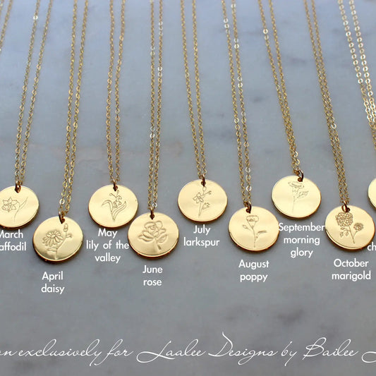 Gold Birth Flower Necklaces