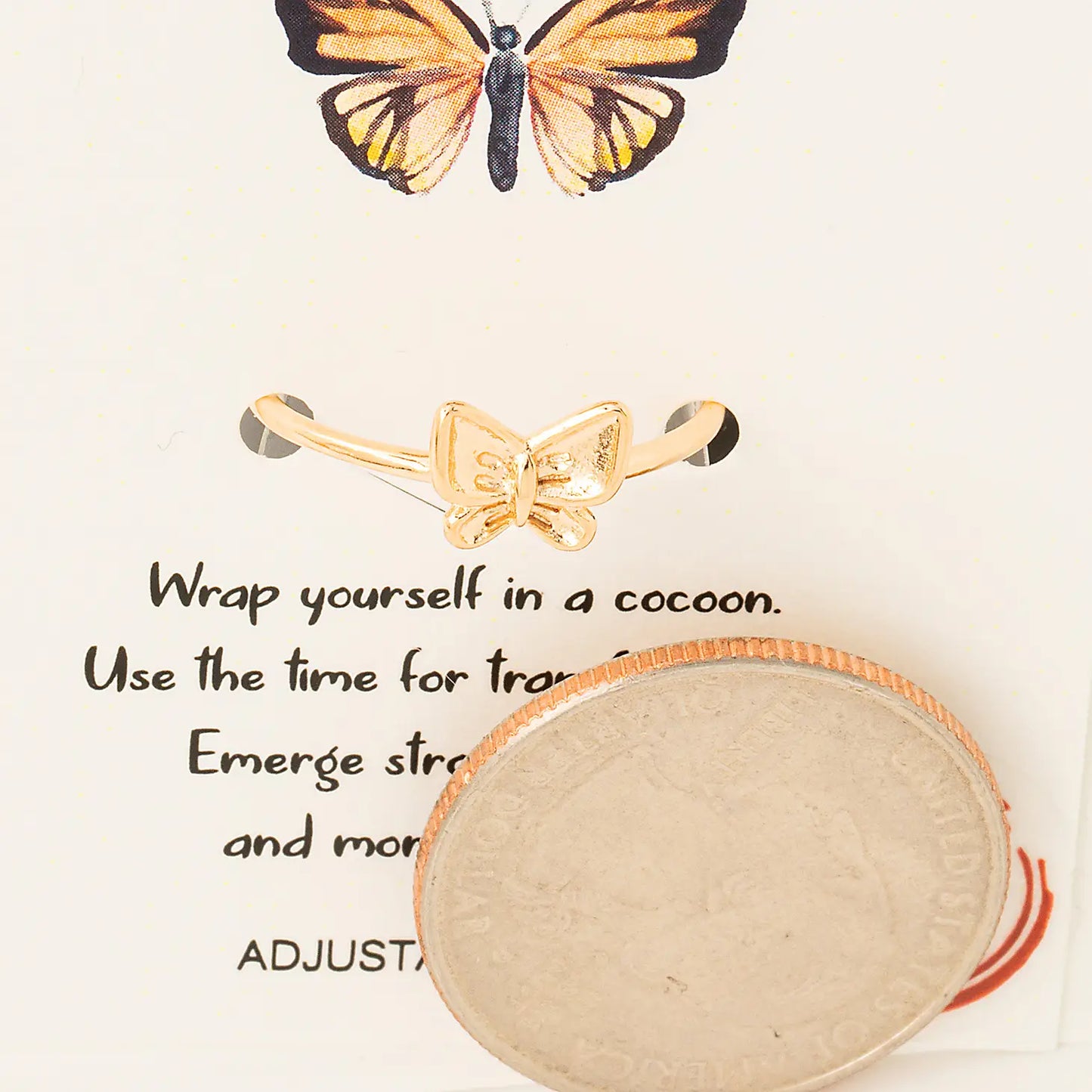 Dainty Butterfly Adjustable Ring