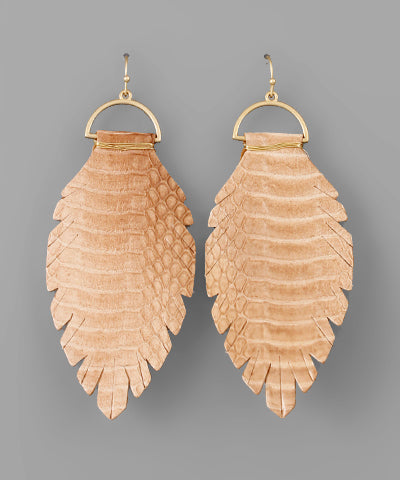 Snake Skin Leaf Earrings