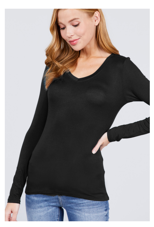V-Neck Long Sleeve Top