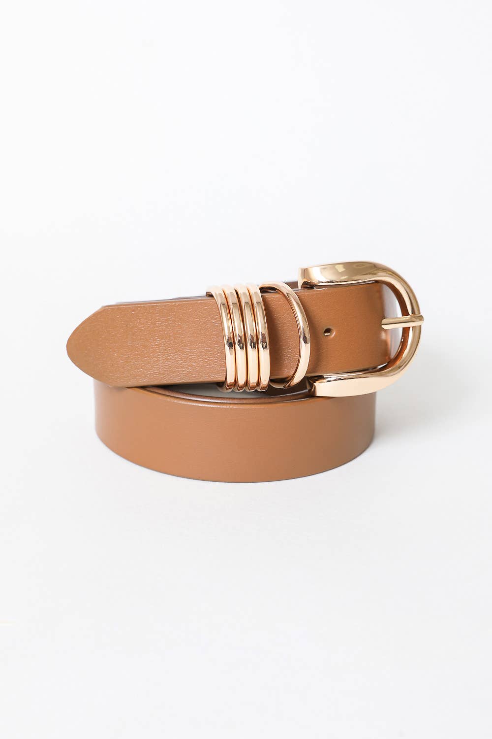Gold Buckle Belt: Taupe and Black
