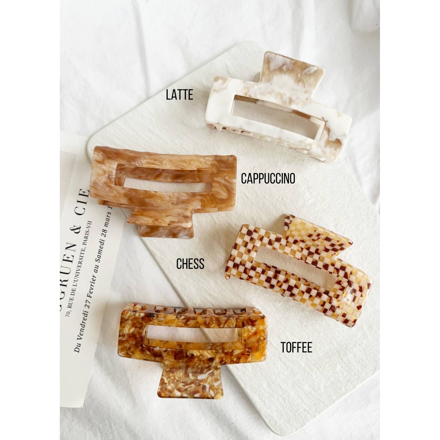 Jumbo 4-Inch Acetate Hair Claw - Cappuccino