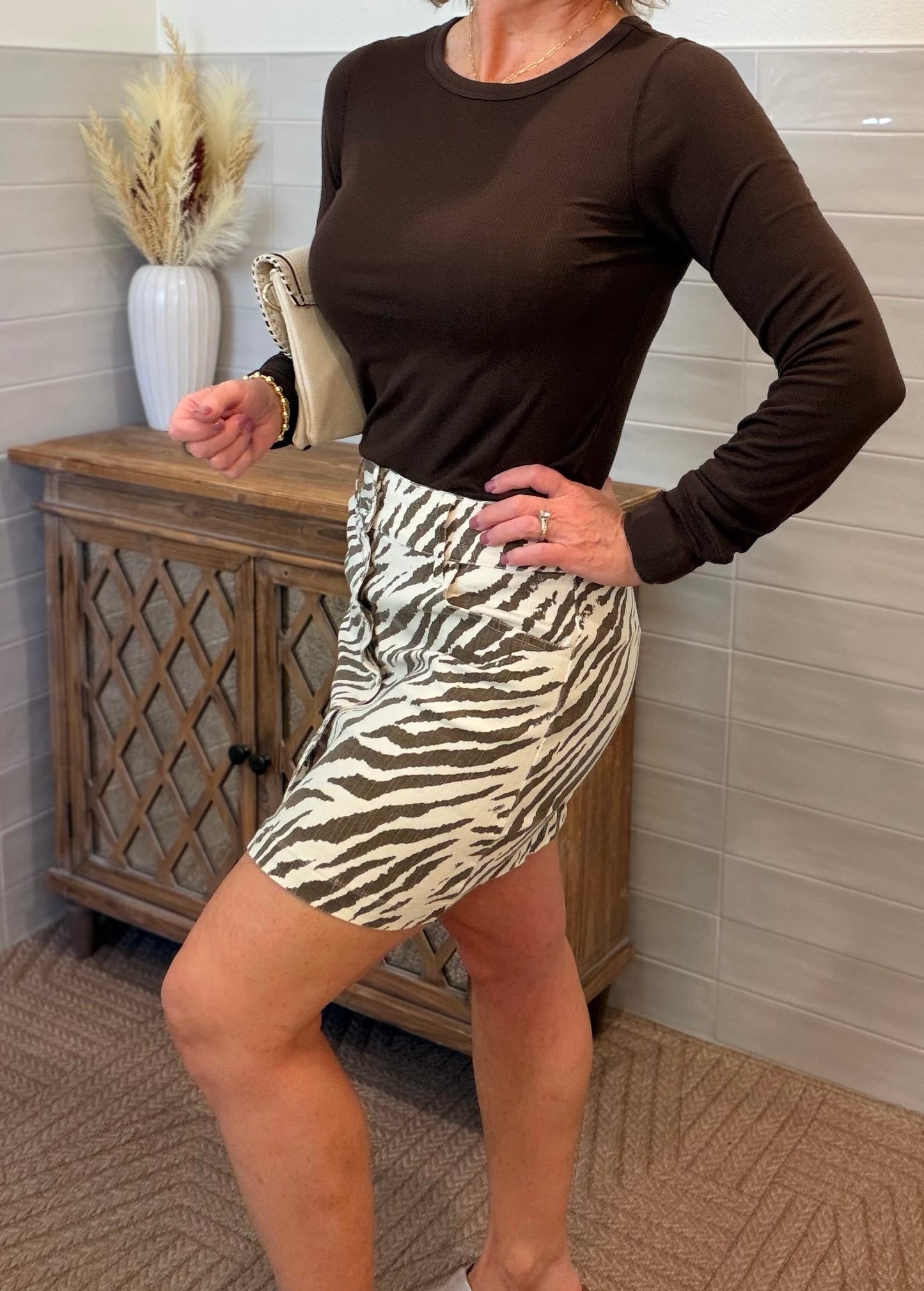 Ecru Zebra Mini Skirt