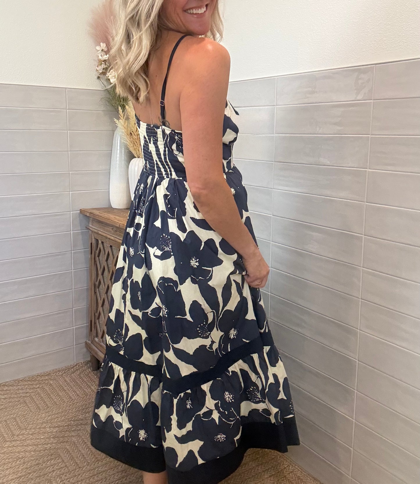 Navy Bold Midi Dress