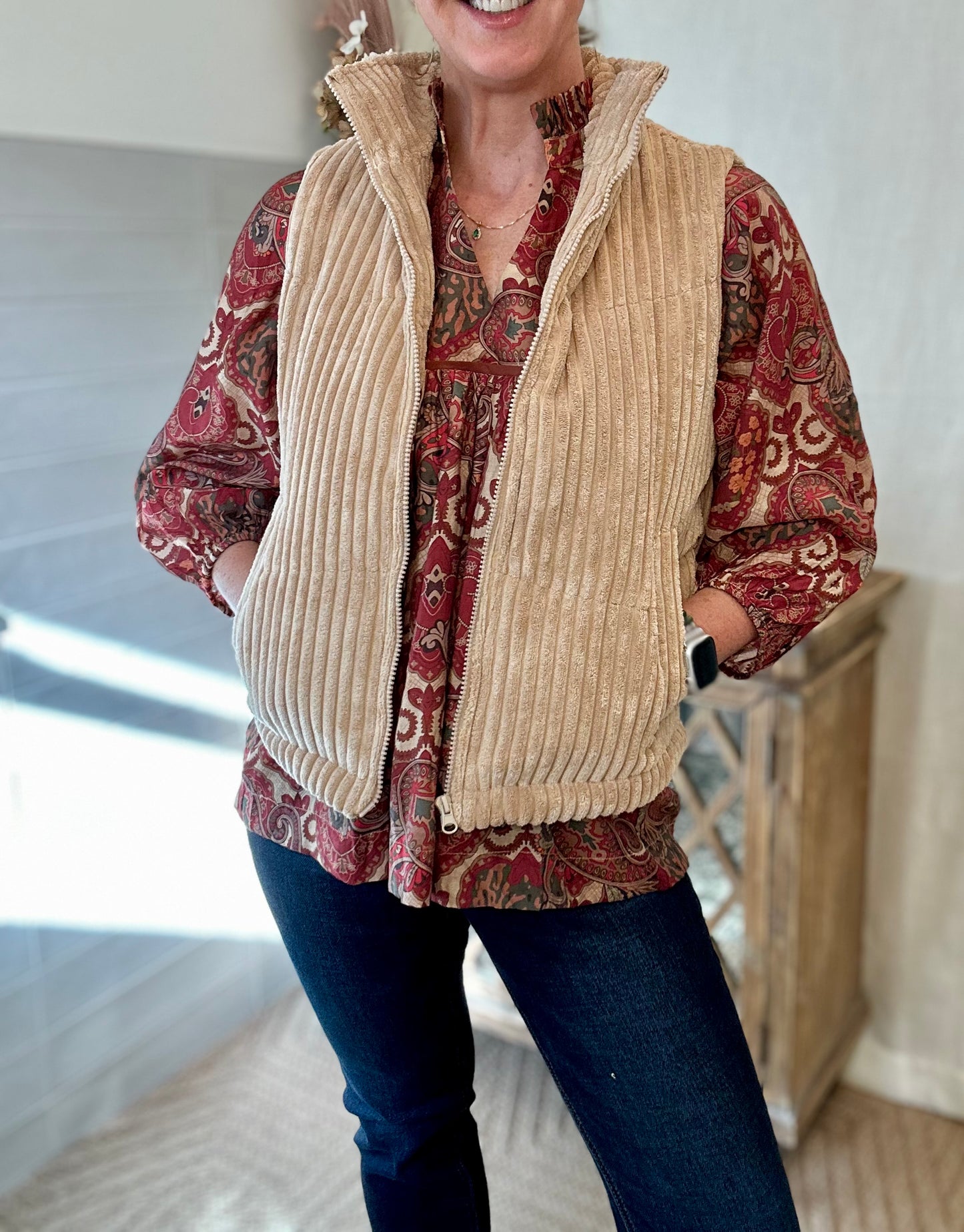 Tan Corduroy Vest
